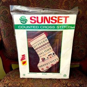 Vintage Counted Cross Stitch Sampler Stocking 18” Amy Kozma sealed 2918
